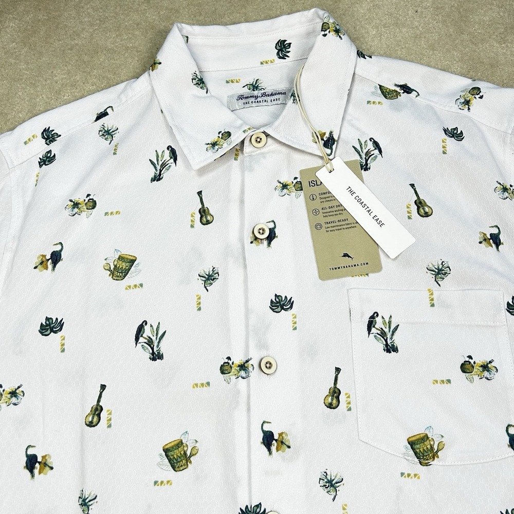 Tommy Bahama Button Up Hawaiian Shirt Men's L Coastal Ease Tropics IslandZone